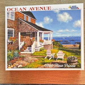 White Mountain Ocean Avenue Puzzle - Coastal Charm with Blue and Green Accents